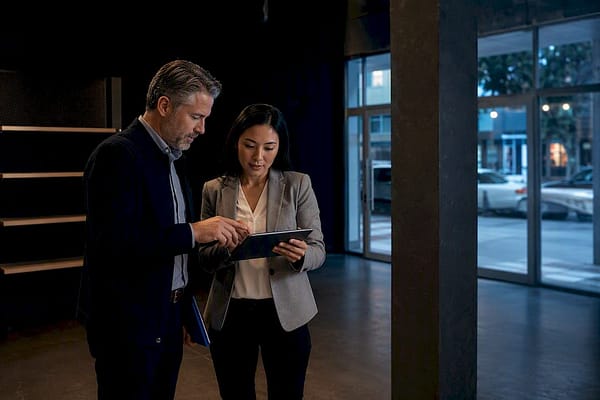 Investor and lender reviewing property financing