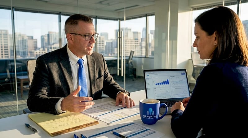 Real estate investor meeting loan officer