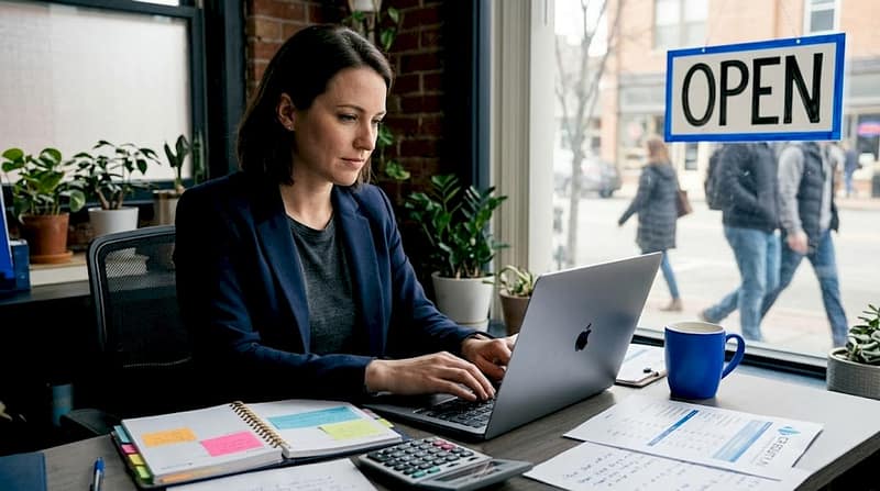 Small Business Funding Options: Efficient Solutions for Growth 5 Small business owner researches funding at her desk