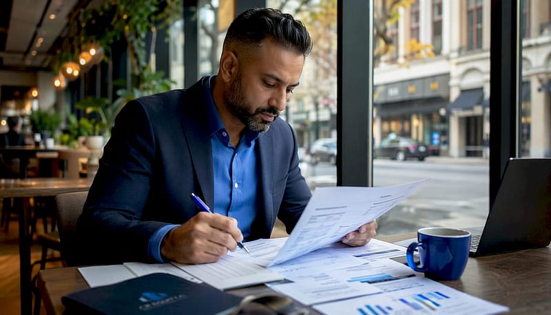 Real Estate Credit Scoring Guide for Investors 3 Investor reviewing real estate credit documents