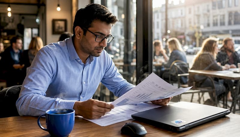Machine Learning in Lending: What CRE Investors Must Know 10 Person reviewing loan documents in office