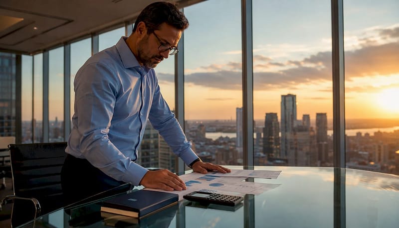 Analyst reviewing commercial real estate debt data