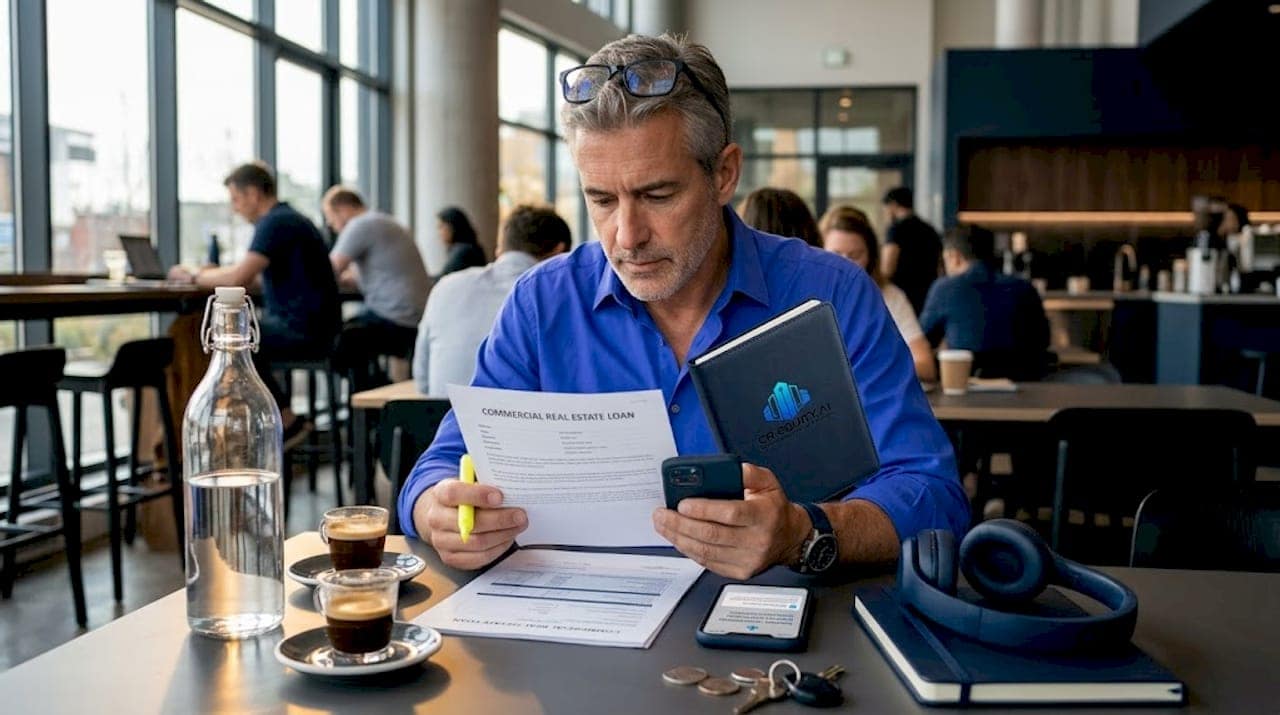 Man reviewing real-time matched loan documents