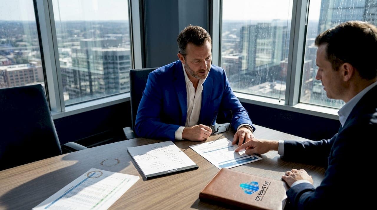 Business investor reviewing commercial loan in office