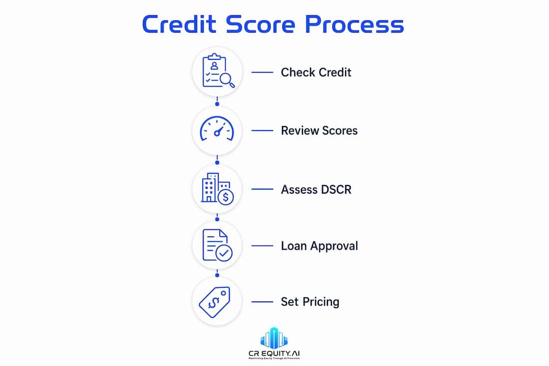 Infographic showing credit scoring and loan stages