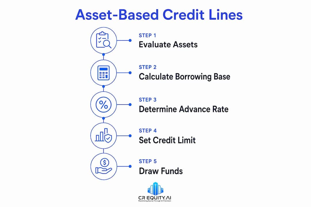 Infographic showing asset-based credit line steps