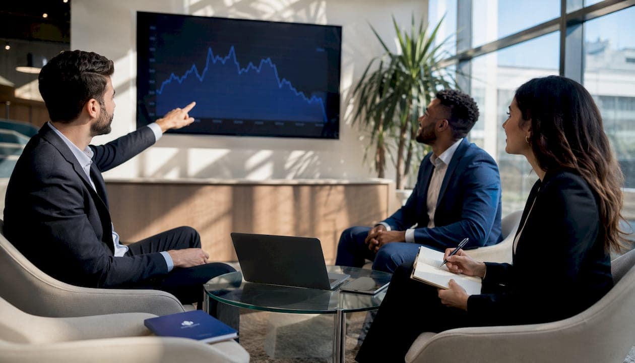 Commercial Real Estate Debt Benchmarks: 2026 Guide 1 Team reviewing commercial loan benchmarks together