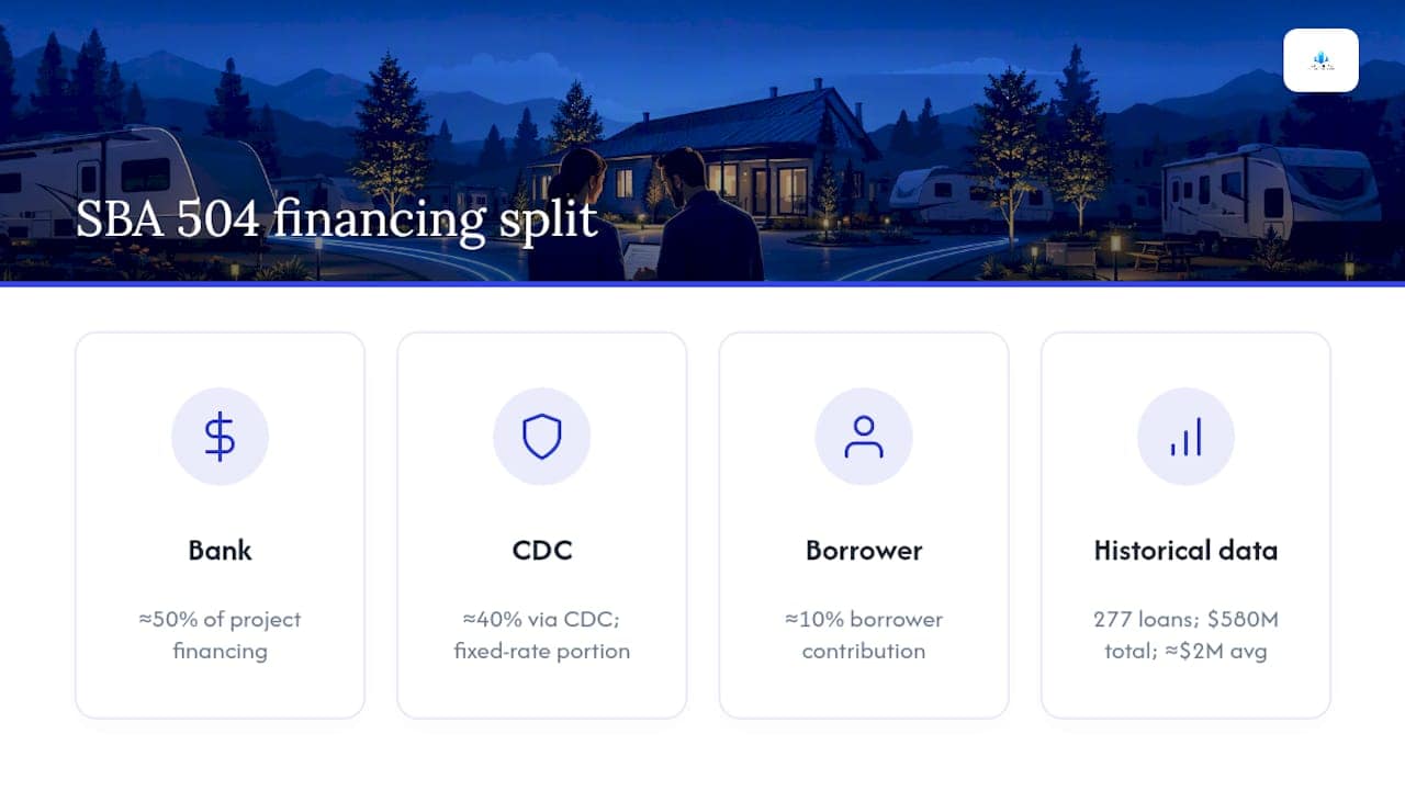 SBA 504 financing and RV park loan statistics