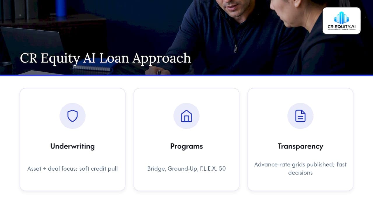 How CR Equity AI Underwrites and Structures Bridge and Construction Loans — overview diagram