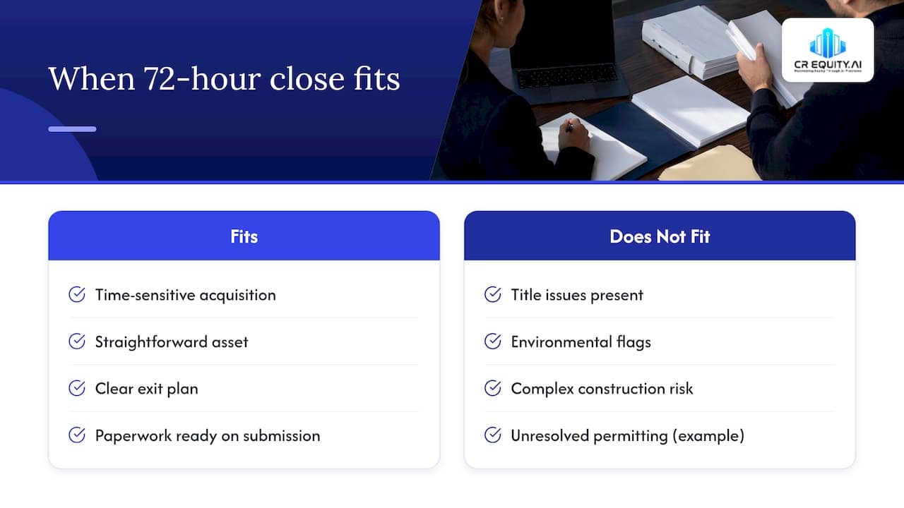 Fast-close suitability criteria comparison