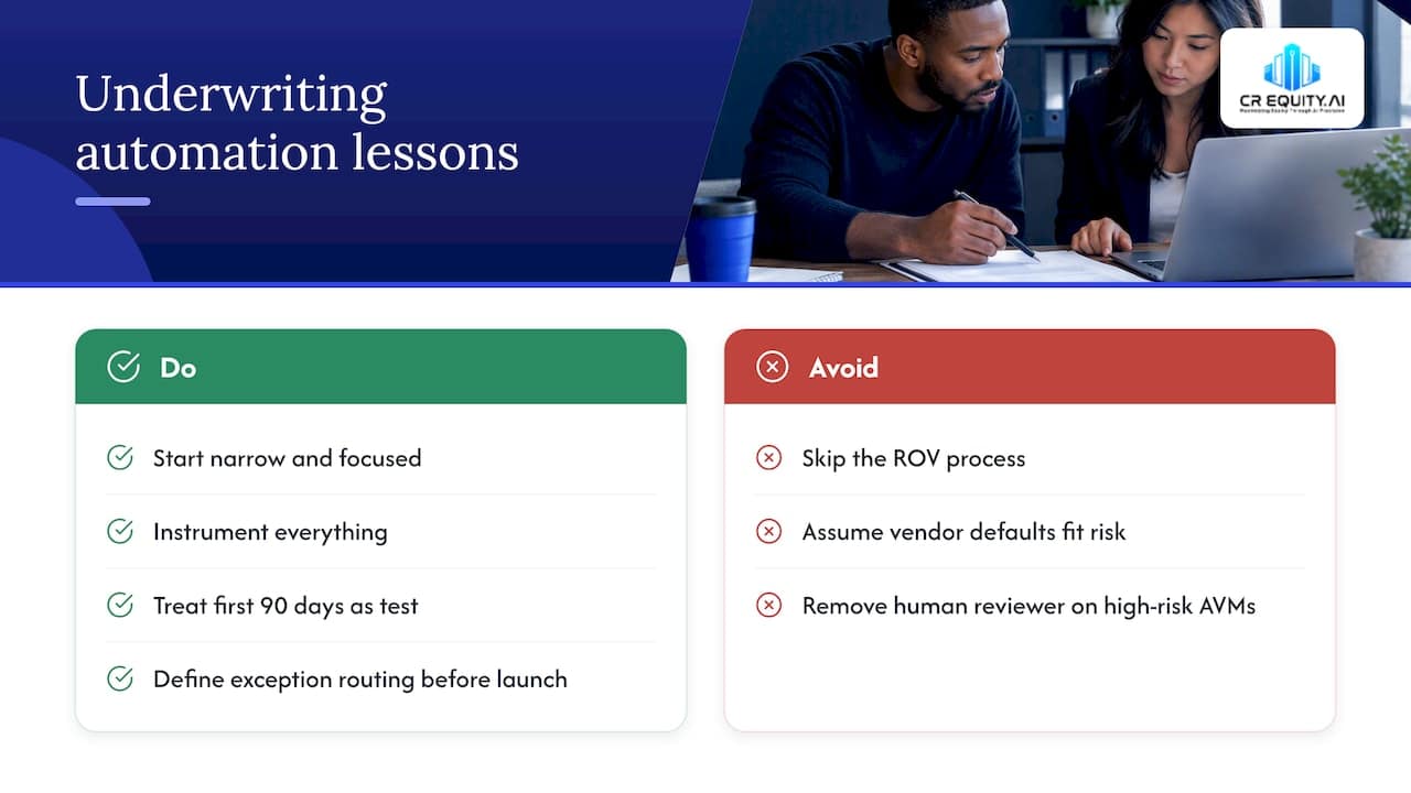 Lessons from underwriting automation pilots — overview diagram