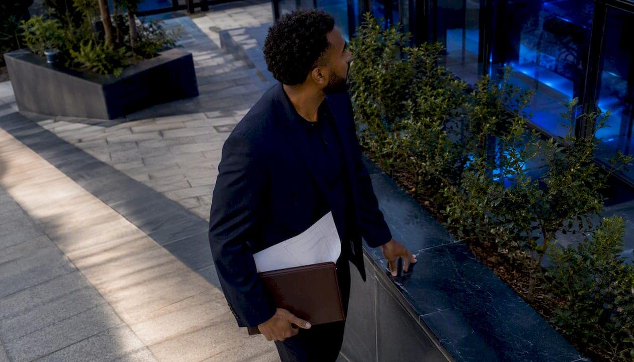 Real estate investor inspecting commercial property